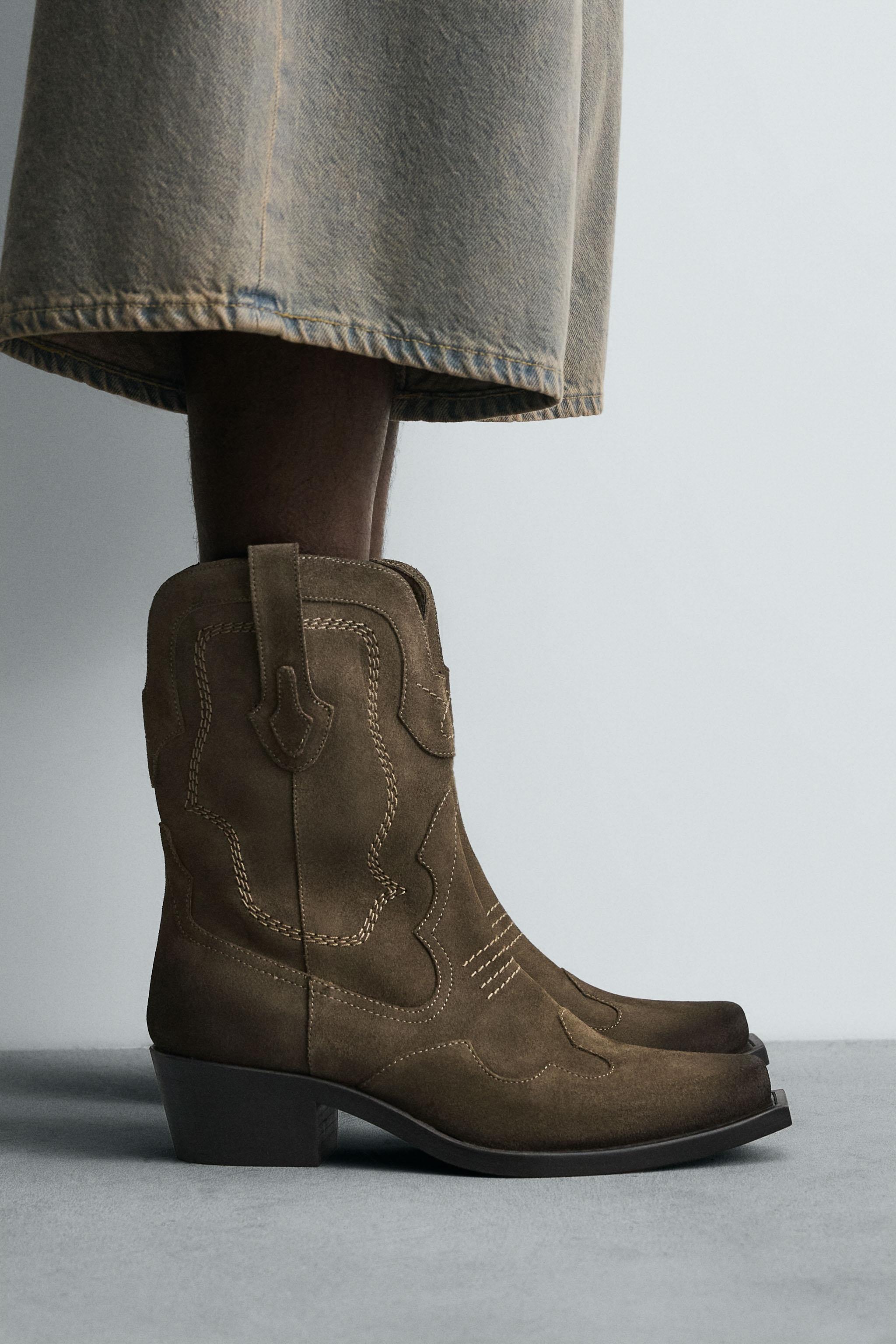 Zara LEATHER COWBOY BOOTS Place Rosemère